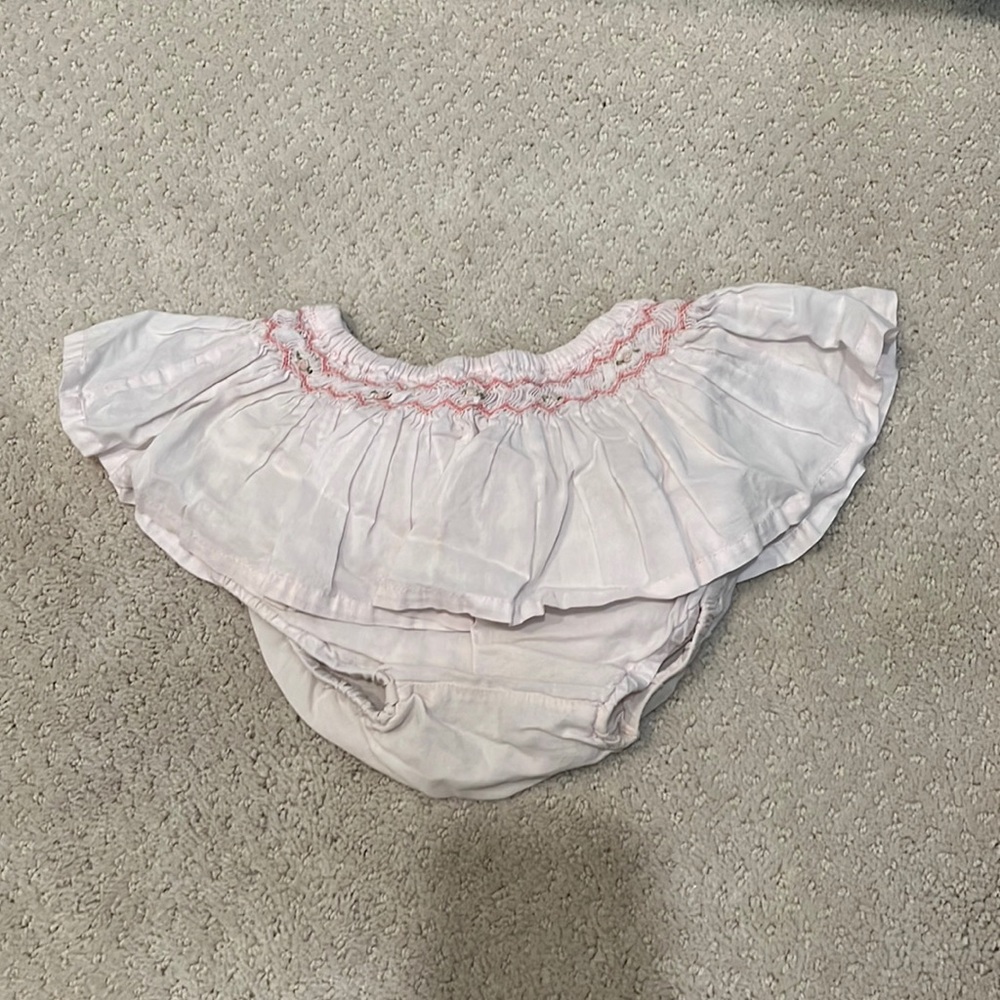 Girls pink 100% cotton smocked bloomers